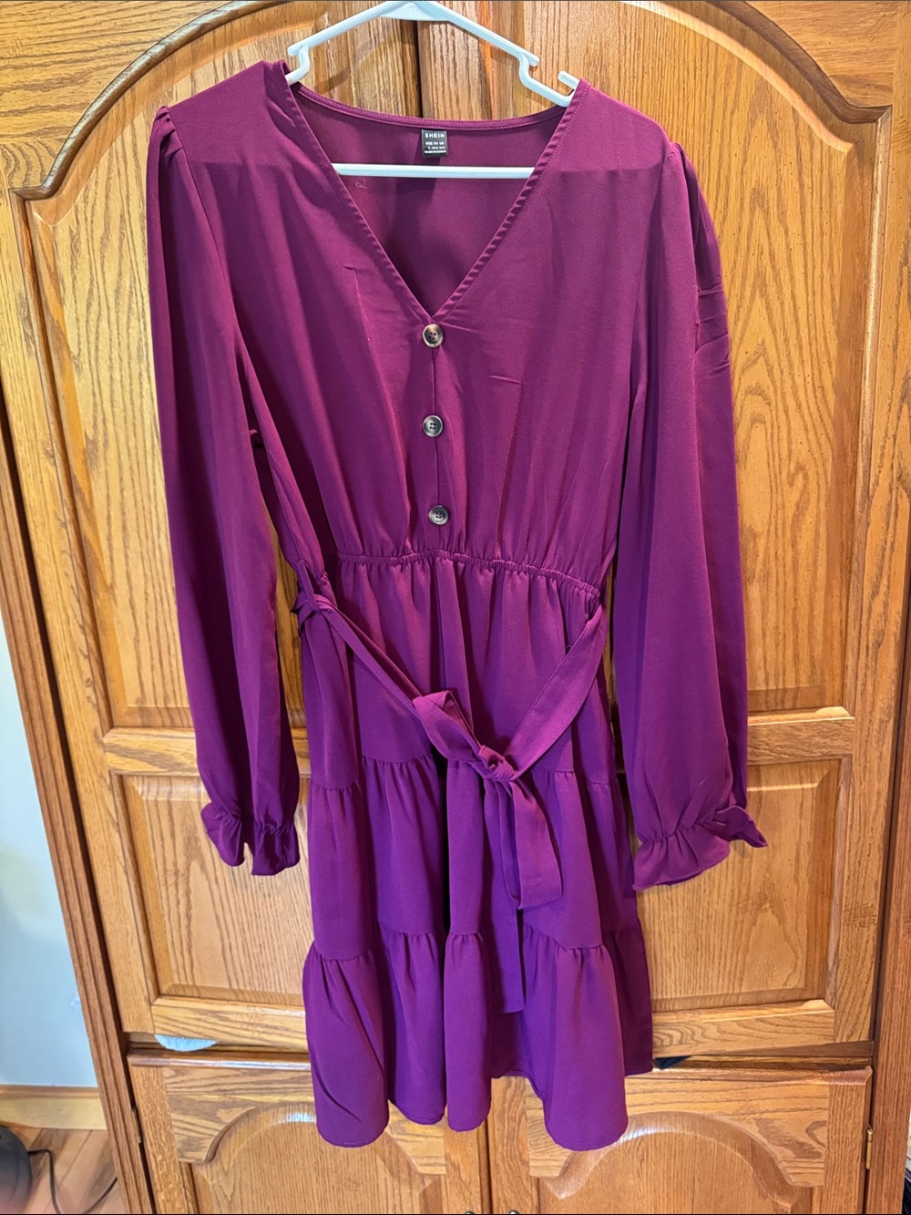Womens Purple Ling Sleeve Dress